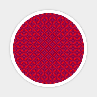 Blue Tile Pattern Red background Magnet